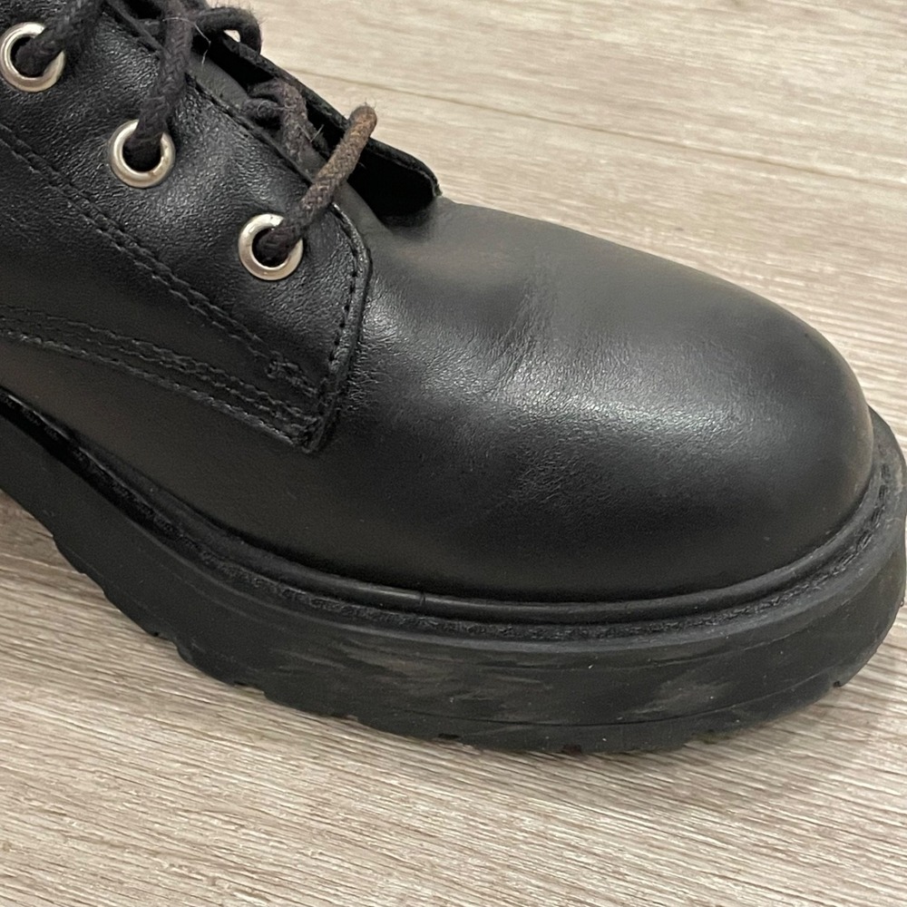 Steve Madden Tornado Womens Black Leather Boots Whimsigoth Grunge Combat 10M - Picture 7 of 11
